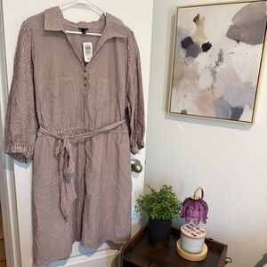 NWT Torrid Long Sleeve Striped Dress - Brown Size 3